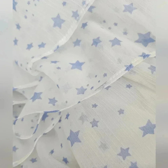 Asos frilled off shoulder puffy sleeve white & Blue Stars Beachy Boho blo… - Picture 9 of 9
